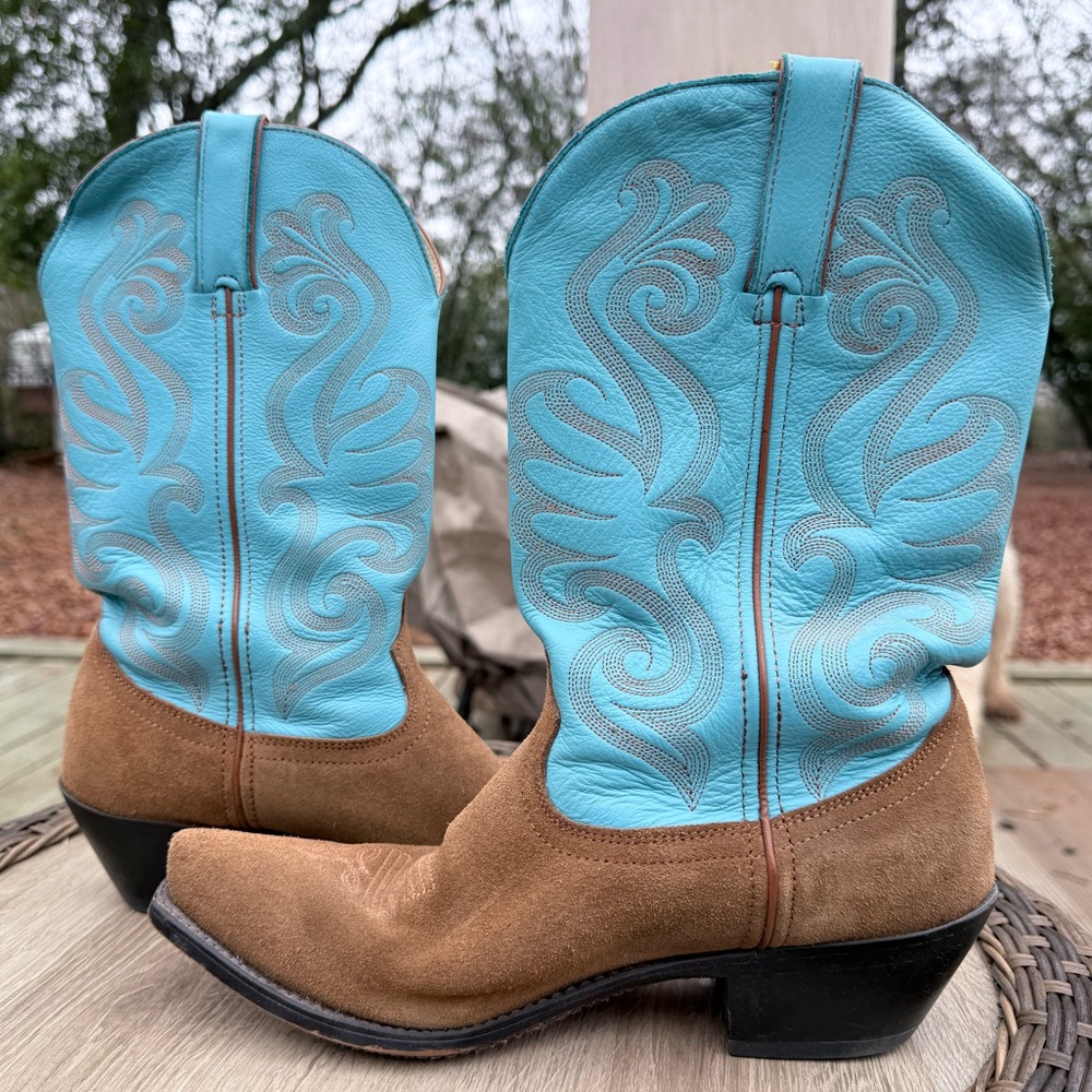 Durango Turquoise and Brown Heeled Boots